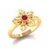 22K Gold Fancy Red Stone Flower Ring